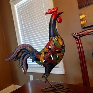 set of 2 metal chickens